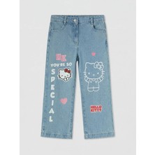 LC Waikiki Mavi Hello Kitty Baskılı Kız Çocuk Jean Pantolon