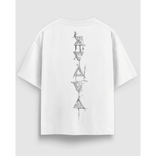 Oversize Unisex Tişört – Sırt Yazılı Baskı, %100 Pamuk Streetwear Tasarım