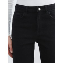 LC Waikiki Siyah Yüksek Bel Wideleg Kadın Jean Pantolon
