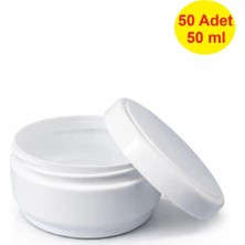 Demet Home 50 ADET 50 ml Beyaz Boş Plastik Pomat Kozmetik Krem Ecza Hobi Kutusu Krem Kavanozu 50 cc Empty plastic empty box