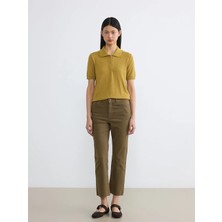 LC Waikiki Haki Crop Flare Kadın Jean Pantolon