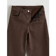 LC Waikiki Kahverengi Wideleg Kız Çocuk Jean Pantolon