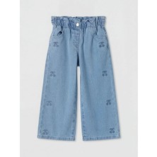 LC Waikiki Mavi Kız Bebek Nakışlı Jean Pantolon