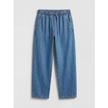 LC Waikiki Indigo Beli Lastikli Balloon Fit Kadın Jean Pantolon