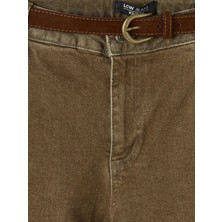LC Waikiki Kahverengi Beli Kemerli Wideleg Fit Kadın Jean Pantolon