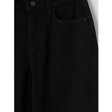 LC Waikiki Siyah Yüksek Bel Wideleg Fit Kadın Jean Pantolon