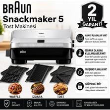 Braun Sandviç, Waffle ve Izgara Için Çok Yönlü Gümüş Tost Makinesi, Çıkarılabilir Plaka Setleri ve Yapışmaz Yüzeyiyle Günlük Mutfak Kullanımına Pratik Çözüm