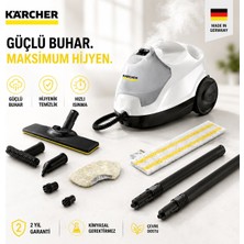 Karcher Buharlı Temizlik Makinesi Mop Fayans Koltuk Zemin Temizleyici Kimyasalsız Dezenfektan 2000W 3.5 Bar Çift Tanklı Buharlı Süpürge Sc 4 Easyfix