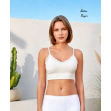 Intive Lingerie Berrak Dantel Detaylı Çıkarılabilir Padli Ince Askılı %92 Pamuklu Büstiyer/sütyen
