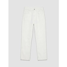 LC Waikiki Ekru Crop Flare Kadın Jean Pantolon