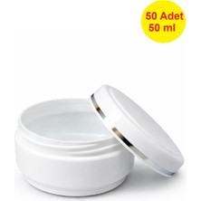 Demet Home 50 ADET 50 ml Lüx Gümüş Şeritli Boş Plastik Pomat Kozmetik Krem Ecza Hobi Kutusu Krem Kavanozu 50 cc Empty plastic empty box