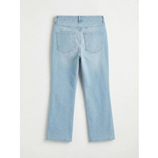 LC Waikiki Indigo Crop Flare Kadın Jean Pantolon