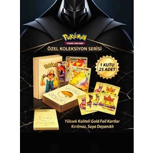 Wolawood Pokémon Uyumlu Gold Kart Koleksiyonu - 25 Adet Altın Kaplama Görünümlü Metalik Pvc Kırılmaz Kart Destesi