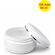 Demet Home 100 ADET 50 ml Lüx Gümüş Şeritli Boş Plastik Pomat Kozmetik Krem Ecza Hobi Kutusu Krem Kavanozu 50 cc Empty plastic empty box