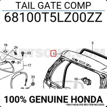 TŞT Honda Jazz- 2015-2017  Arka Bagaj Kapağı Komple (Oem NO:68100T5LZ00ZZ)