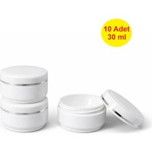 Demet Home 10 ADET 30 ml Lüx Gümüş Şeritli Boş Plastik Pomat Kozmetik Krem Ecza Hobi Kutusu Krem Kavanozu 30 cc Cidarlı empty box