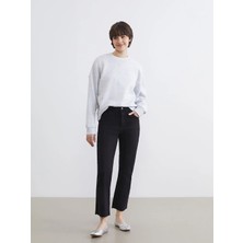 LC Waikiki Siyah Crop Flare Kadın Jean Pantolon