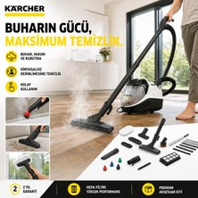 Karcher 3 Ü 1 Arada Buharlı Vakumlu Temizlik Makinesi Süpürge Islak Kuru Vakum Dezenfektan 2200W 4 Bar Alerji Dostu Hepa Filtreli Mop Sv 7