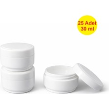 Demet Home 25 ADET 30 ml Beyaz Boş Plastik Pomat Kozmetik Krem Ecza Hobi Kutusu Krem Kavanozu 30 cc Cidarlı empty box