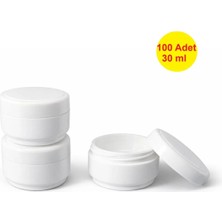 Demet Home 100 ADET 30 ml Beyaz Boş Plastik Pomat Kozmetik Krem Ecza Hobi Kutusu Krem Kavanozu 30 cc Cidarlı empty box