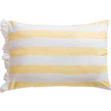 LC Waikiki Sarı Çizgili Pamuklu Yastık Kılıfı 2'li 50X70 cm