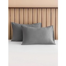 LC Waikiki Antrasit Basic Pamuklu Yastık Kılıfı 2'li 50X70 cm