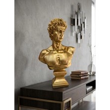 Mirsa Global Modern Dekoratif Biblo – Gold  David/ Davut Heykeli, Salon Konsol & Sehpa Üstü Şık Ev Dekorasyonu, Lüks Ofis Aksesuarı