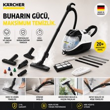 Karcher Buharlı Süpürge 3 Ü 1 Arada Islak Kuru Vakumlu Temizlik Makinesi 4 Bar Mop Fayans Derz Parke Zemin Halı Koltuk Yıkama Kimyasalsız Hijyen Sv 7