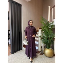Esra Butik Mürdüm Renk Büyük Beden Uyumlu Yazlık Paraşüt Kumaş Tesettür Kap