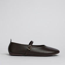 Shoe Lüks Sade Klasik Kahverengi Kadın Babet