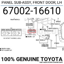 TŞT Toyota Corolla- Cross- 2022-2024  Ön Kapı Komple Sağ (Icelı/çekomastıklı)(Tw) Oem No (6700116680)