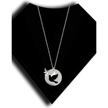 Roxx Jewellery 925 Ayar Gümüş Güvercin Desenli Plaka Kadın Kolye