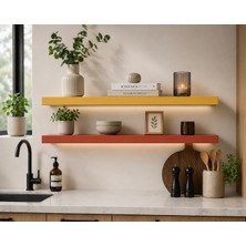 Bmd Mobilya Sarı Kırmızı Ikili Duvar Rafı Galatasary Konsept Modern Dekoratif Salon Rafı