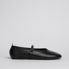 Shoe Lüks Sade Klasik Siyah Kadın Babet