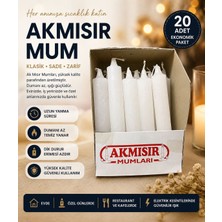 Akmısır Beyaz Şamdan Mum 20 Adet Ekonomik Paket Uzun Yanış Süreli Klasik Mum