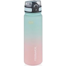 500ML Sızdırmaz Kapaklı Motivasyonel Tritan Su Matarası - Su Yeşili ve Pembe