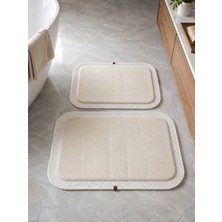 Melena Carpet Premium Peluş Jüt Kenar Detaylı Kaymaz Taban 2’li Banyo Paspası Seti 90X60 & 50X70