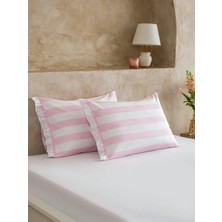 LC Waikiki Pembe Çizgili Pamuklu Yastık Kılıfı 2'li 50X70 cm