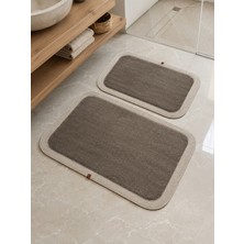 Melena Carpet Premium Peluş Jüt Kenar Detaylı Kaymaz Taban 2’li Banyo Paspası Seti 90X60 & 50X70