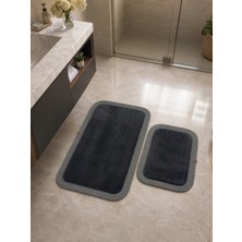 Melena Carpet Premium Peluş Jüt Kenar Detaylı Kaymaz Taban 2’li Banyo Paspası Seti 90X60 & 50X70