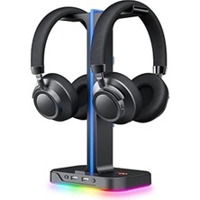 Rgb Aydınlatmalı Kulaklık Tutucu, 2 USB Girişi ile Oyunculara Özel