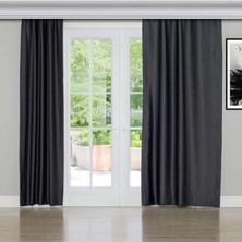 Antrasit Renk 200X260 cm Karartma Fon Perde, Özel Dokuma Kumaş
