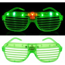 Nuvigo LED Işıklı Panjur Parti Gözlüğü Yeşil Renk Shutter Gözlük