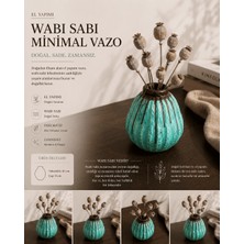 Art By Aslı Wabi-Sabi Minimal Turkuaz Vazo – El Yapımı Dekoratif Seramik Vazo 10X8 cm