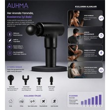Azurtech Auhma AMG35 Titreşimli Şarjlı Masaj Cihazı 24W Güçlü Performans & 4 Başlık