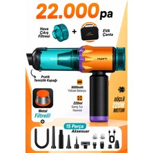 Azurtech Matt MCV22 Şarjlı Araç Süpürgesi Kırmızı 22.000PA Güçlü Vakumlu Mini Type-C Şarjlı 220ML