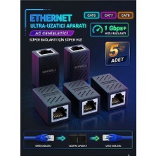 Derwell 5 Adet Gigabit Destekli RJ45 Dişi Dişi CAT5E/CAT6/7/8 Ethernet Internet Lan Ağı Birleştirici Ara Aparatı Hız Desteği 10/100/1000 Mbps (Gigabit Ethernet) Birleştirici