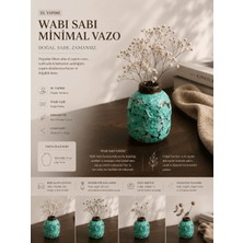 Art By Aslı Wabi-Sabi Minimal Turkuaz Vazo | El Yapımı Dekoratif Seramik Görünümlü Vazo 11X8 cm