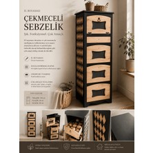 Art By Aslı El Boyaması Ahşap Sebzelik Dolabı – Çekmeceli Çok Amaçlı Düzenleyici 106X36X36 cm