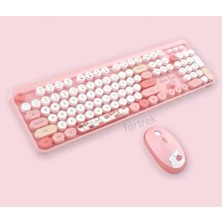 Fortrek Renkli Daktilo Tuşlu Kablosuz Q Multimedia Klavye + Mouse Set